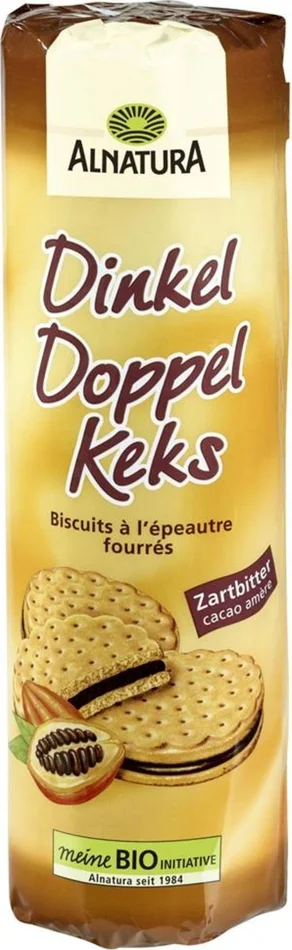 Alnatura Biscuits à l&rsquo;Épeautre Fourrés Bio – Cacao Amer, 330 g