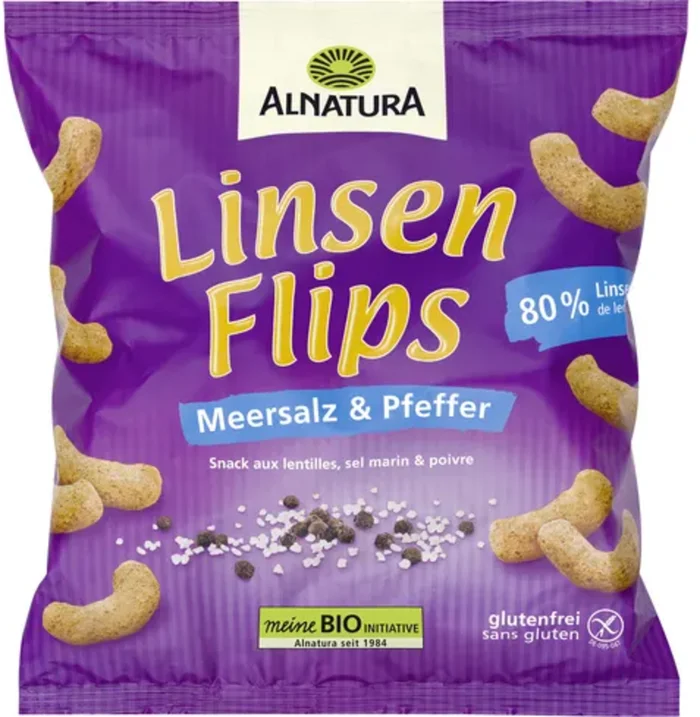 Alnatura Snack aux Lentilles, Sel Marin & Poivre, 75 g