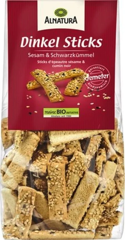 Alnatura Sticks à l&rsquo;Épeautre Bio – Sésame & Cumin Noir, 150 g
