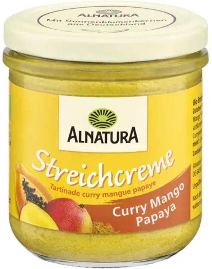 Alnatura Tartinade Bio – Curry Mangue & Papaye, 180 g