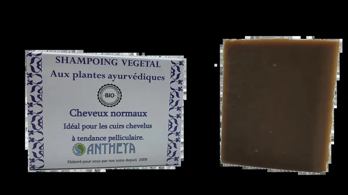 Antheya — Shampoing solide basilic sacré/neem – anti-pellicules et démangeaisons (boîte) – 100 g