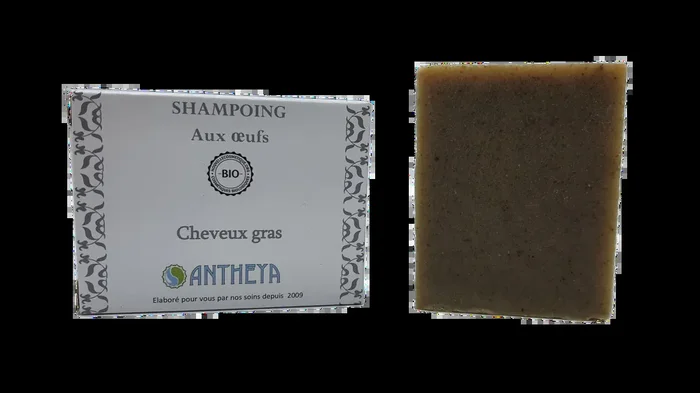 Antheya — Shampoing solide lait de chèvre/citron/aloe vera – cheveux gras (boîte) – 100 g