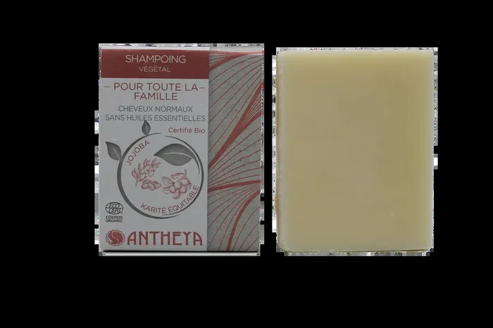 Antheya — Shampoing solide sans he – toute famille et cheveux normaux (bande papier) – 100 g