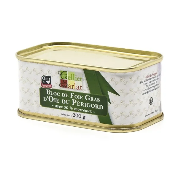 Bloc de Foie Gras d&rsquo;Oie du Périgord avec 50% de Morceaux 200g
