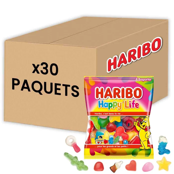 Bonbon Haribo Happy Life 120 gr – Carton Maxi Lot de 30 paquets