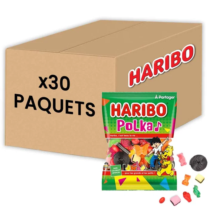 Bonbon Haribo Polka 120 gr – Carton Maxi Lot de 30 paquets