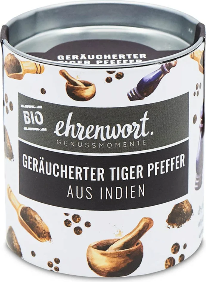Ehrenwort Poivre Tigre Fumé Bio d&rsquo;Inde, 45 g
