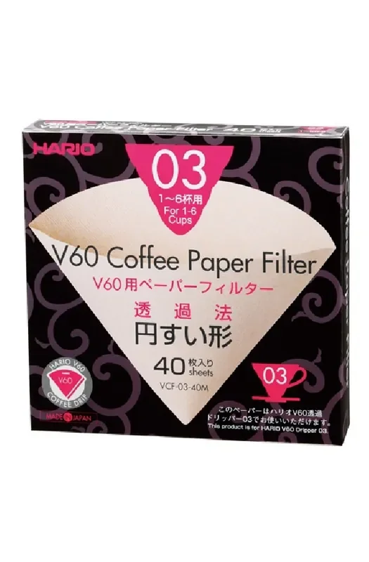 HARIO – V60 FILTRES PAPIER NATUREL 1-6 TASSES x40