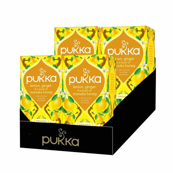 Infusion Bio Pukka Citron, Gingembre et touche de Miel de Manuka – 4 boites – 80 sachets