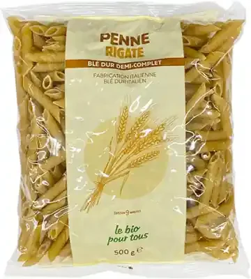 Le Bio Pour Tous — Penne rigate demi complet origine italie – 500 g