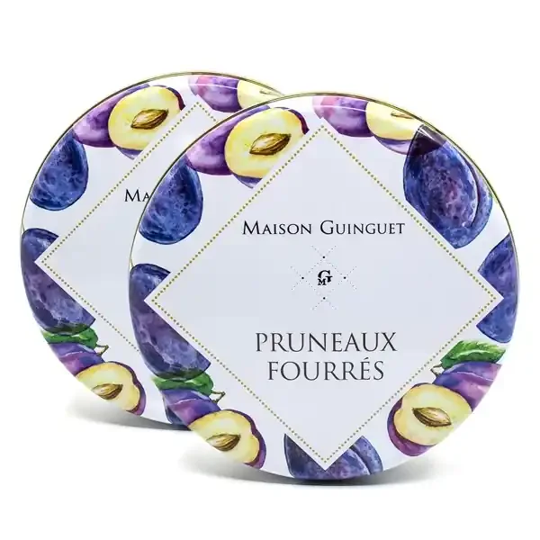 Lot de 2 Boîtes de Pruneaux d‘Agen Fourrés à la Crème de Pruneaux 2 Boites Fer Ronde 400g soit 800g
