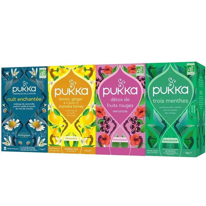 Pack Découverte Infusions Bio Pukka 4 variétés – 80 sachets