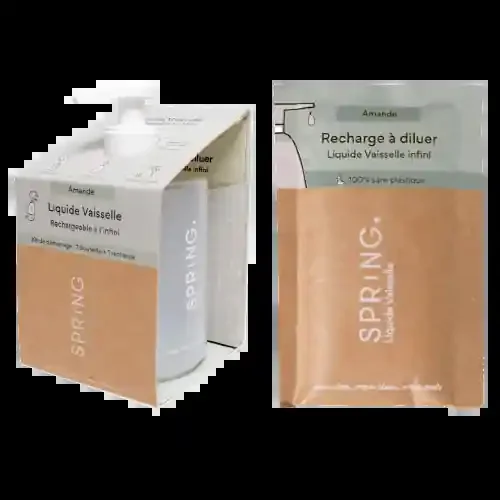 Pack Flacon + Recharge Poudre Liquide Vaisselle Amande Bio