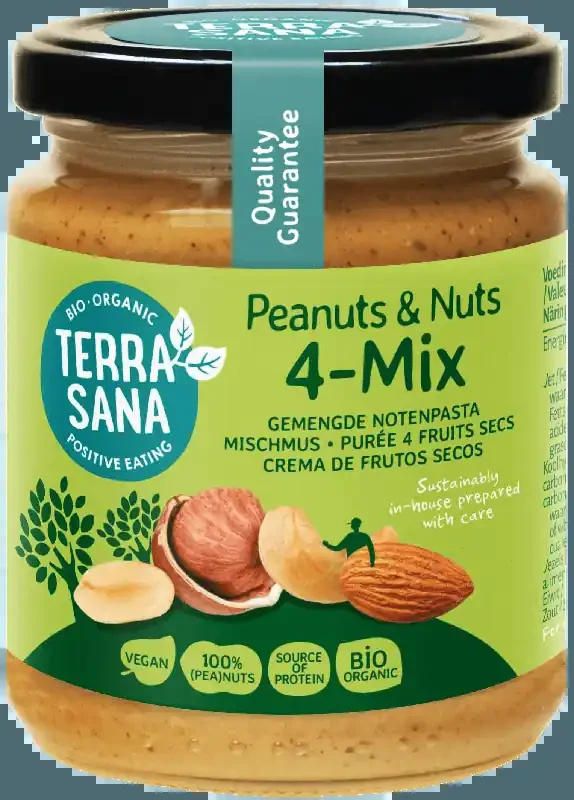 Purée de 4 fruits secs (cacahuète, amande, noisette, cajou) Bio