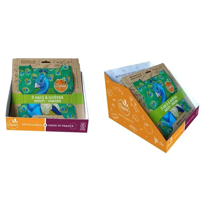 Squiz — Sacs à goûter réutilisables Les Flamboyants (prêt à vendre) – Lots de 3 x 10