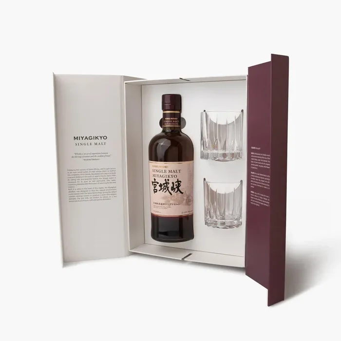 Whisky Nikka Miyagikyo Single Malt Coffret avec 2 verres ⋅ 45% ⋅ 700ml