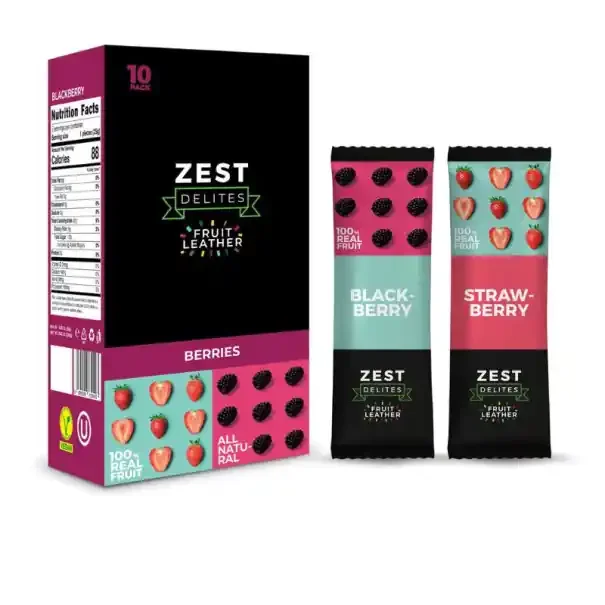 ZEST DELITES – BARRES DE FRUIT FRAISE ET MURE 25G X10