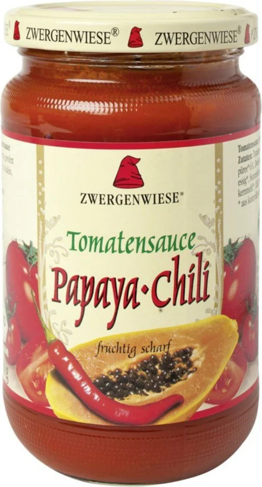 Zwergenwiese Sauce Tomate Bio – Papaye et Piment, 340 ml