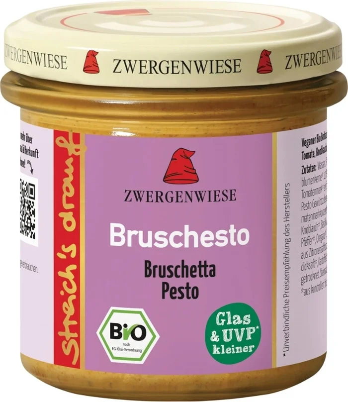 Zwergenwiese streich&rsquo;s drauf – Tartinade Bio – Bruschesto, 160 g
