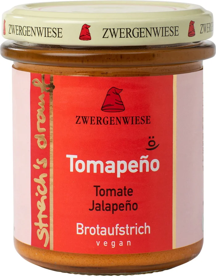 Zwergenwiese streich&rsquo;s drauf – Tartinade Bio – Tomapeño, 160 g