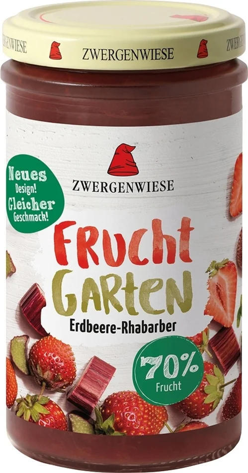 Zwergenwiese Tartinade 70% Fruits – Fraise & Rhubarbe, 225 g